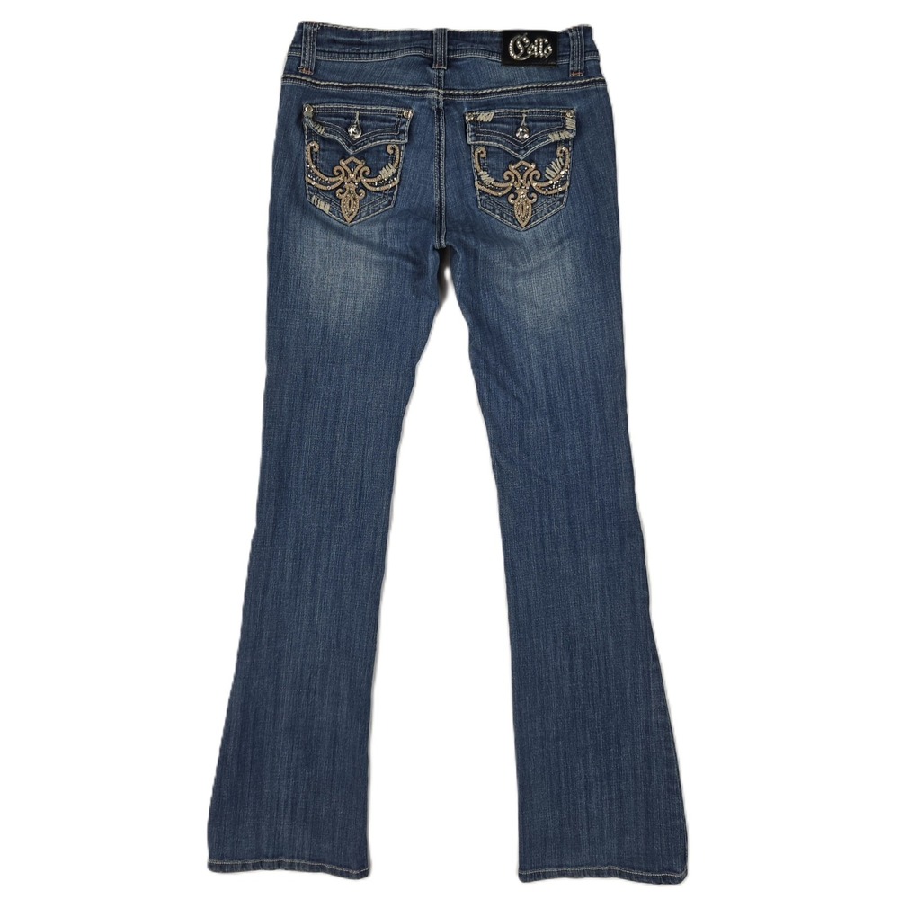 Cello Women Preppy Embroidered Bootcut Jeans Size 9 Mid Wash Y2K - Picture 3 of 15